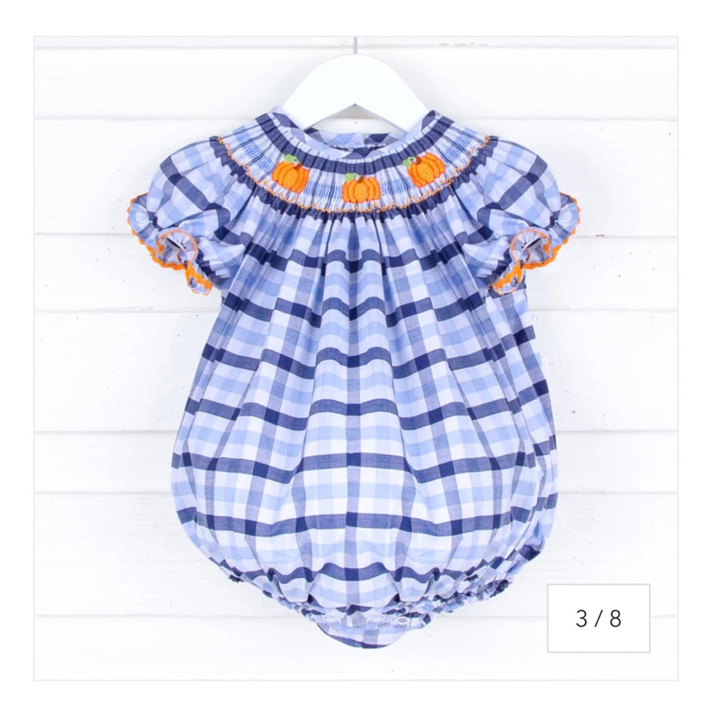 Classic Whimsy Pumpkin Vine Smocked Bubble